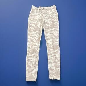 Knox Rose Woman’s Size 2 Camo Pants Natural Tan Hi-Rise Elastic Waist 27x26.5